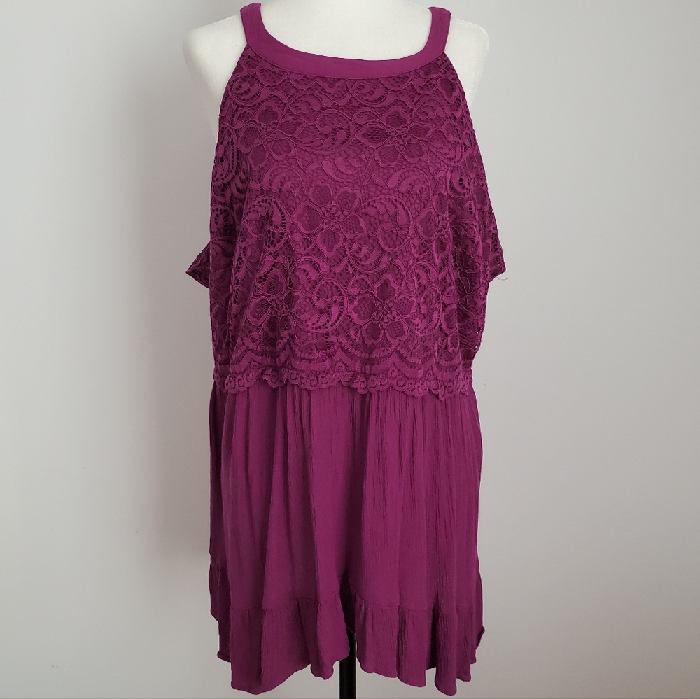 Torrid Babydoll Lace & Gauze Halter Size 2